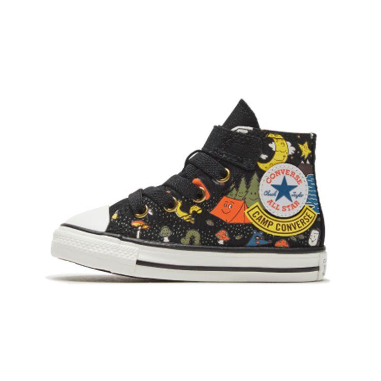 Converse Chuck Taylor All Star 1V Cartoon Print High Top Canvas Shoes Baby Sneakers Black 767531C