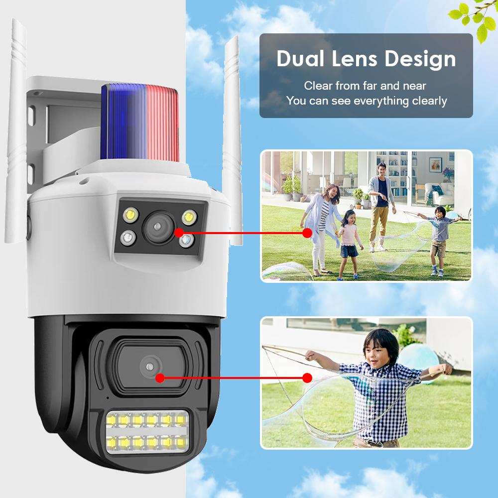 Nieuwe 4G Camera Sim-kaart 4K 8MP Dual Lens WIFI IP Camera Buiten IP66 Waterdichte Tweeweg audio AI Human Track Beveiliging