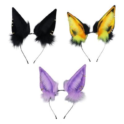 Plush Mythical Ear Hairhoop Role Play Headband  Costume Halloween Headwear Women Comics Show Hairhoop