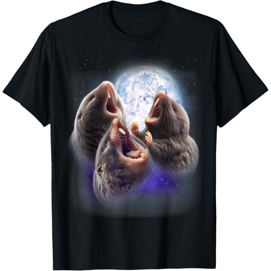 3 Moles Howling At The Moon Shirt Funny Animal Mole Lover T-Shirt S