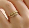 Three Jie Classic Zircon Gold Ring: Simple, Creative, Stylish Women's Jewelry