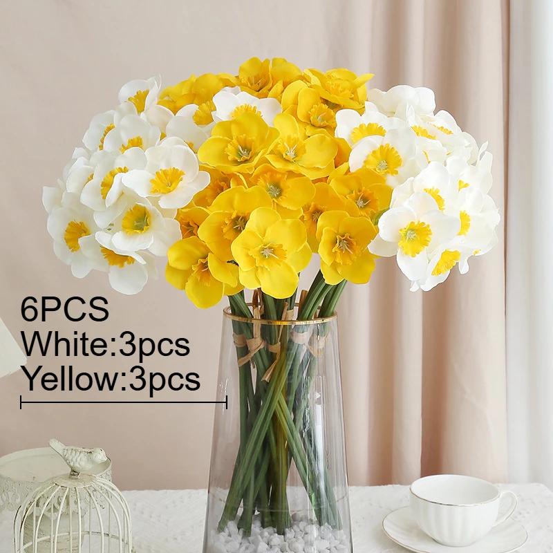 DIA  Pastoral Style Narcissus Bouquet Fake Flowers Artificial Flowers Living Room Decoration Table Flowers Indoor Decoration