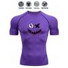 Men's Chest Cyberpunk Glitchy Smile Logo Print Compression Shirt High Elasticity Moisture Wicking Sportswear