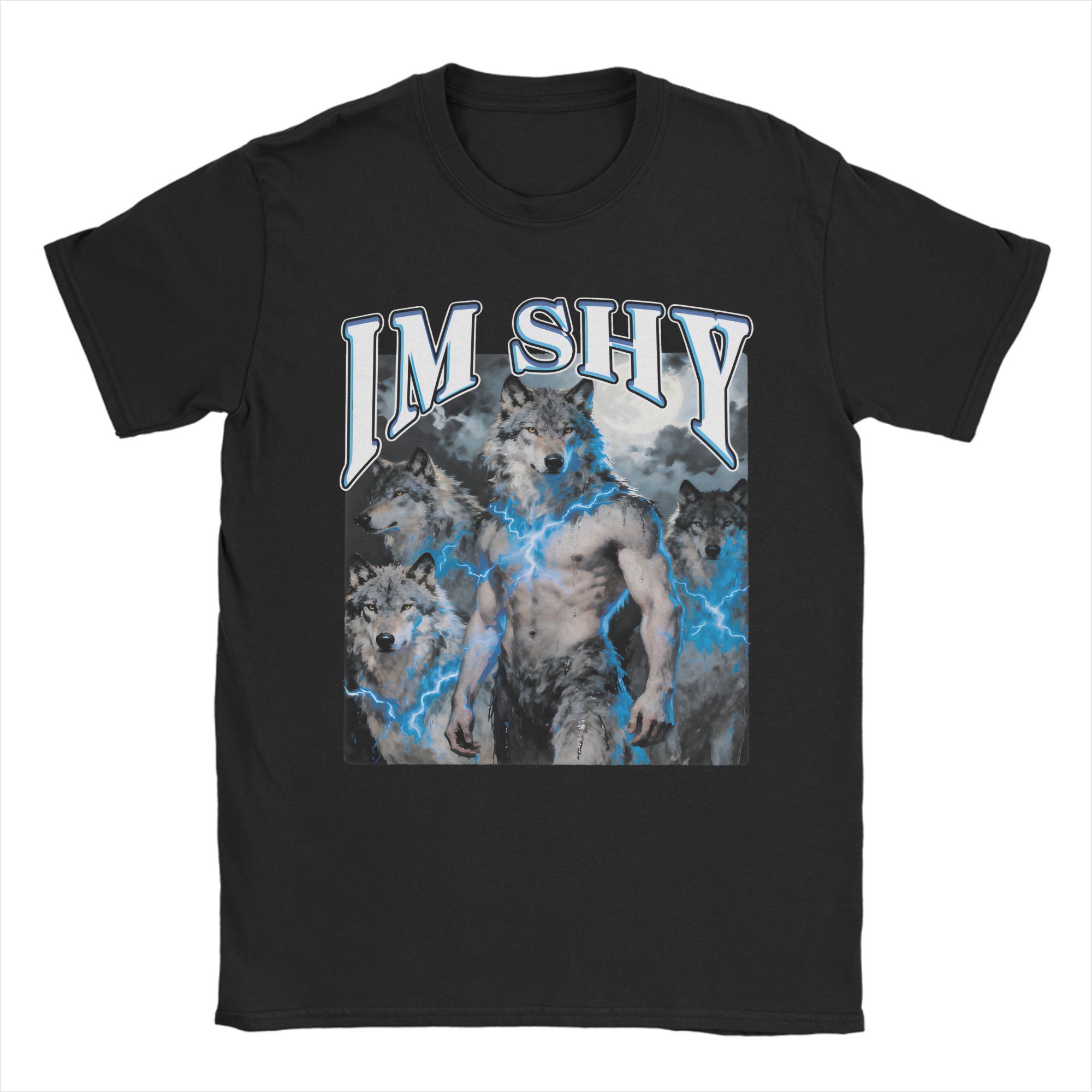 

im shy alpha wolf cringe meme T-Shirt Men Y2K Funny T Shirts Beach O Neck Fashion Tees Custom Logo Oversized Clothes S разноцветный