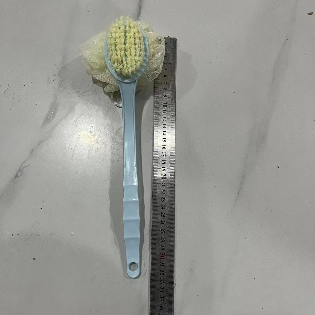 Dual-Sided Long Handle Bath Brush with Soft Bristles for Easy Back Scrubbing and Exfoliation