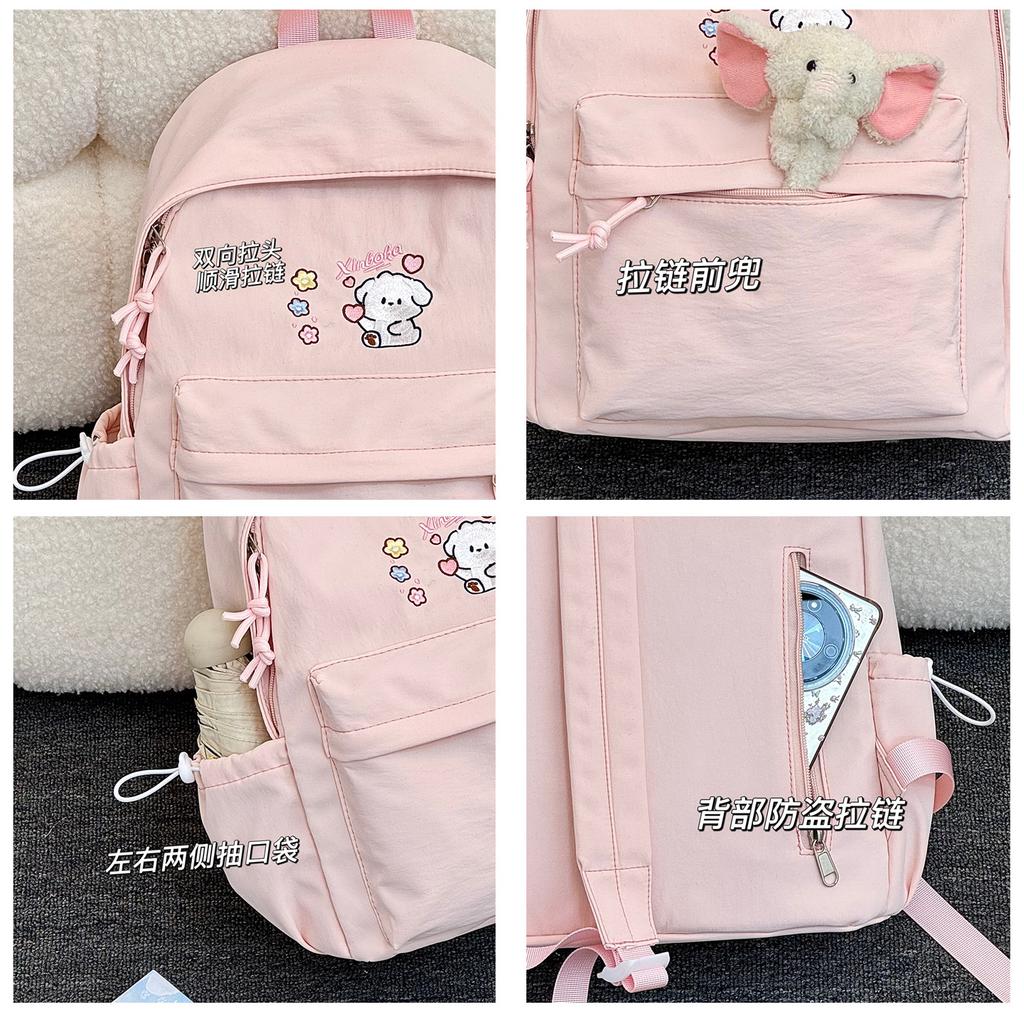 Schoolbag New Solid Color Versatile School Bag Campus Sense Cute Backpack Trend Student Female Backpack Lightweight Large Capacity Backpack