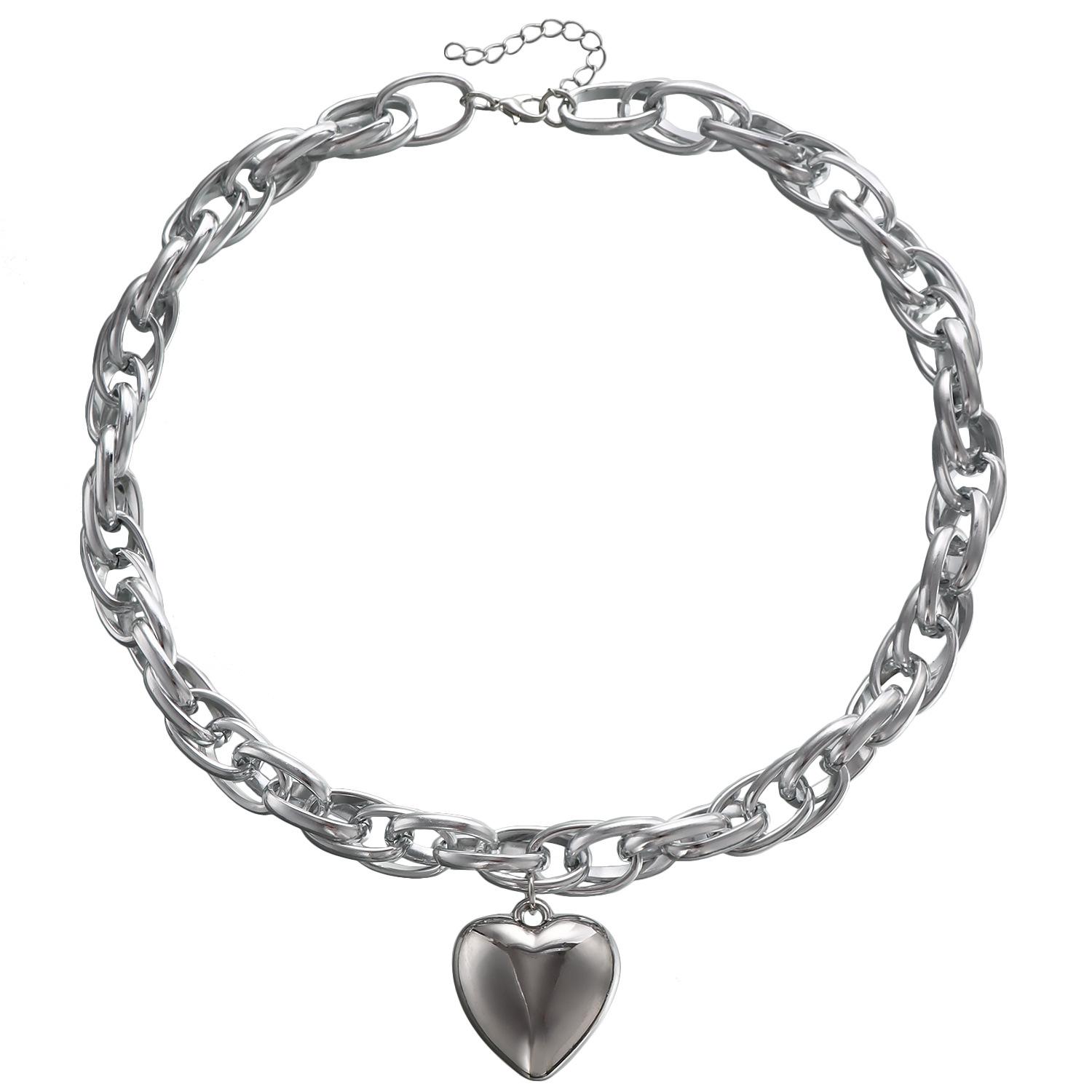 

Женское ожерелье с подвеской в ​​виде сердца в стиле панк, массивная цепочка, ювелирные изделия