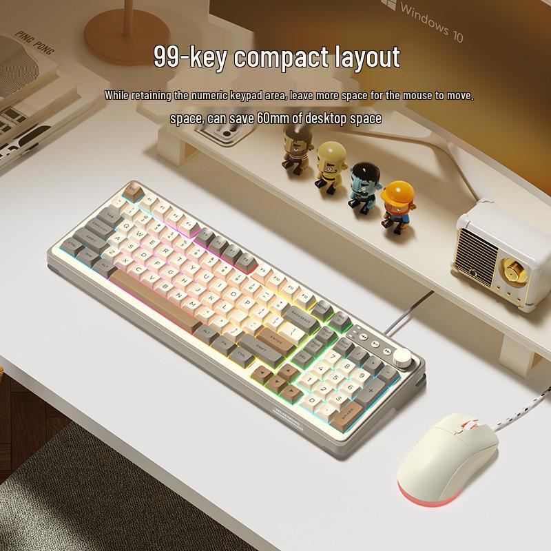 Women's Wireless Bluetooth Mechanical Keyboard & Mouse Set with Brown Switch Feel for Office and Gaming