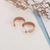 European & American INS Style Gold-Plated C-Shaped Double Wheat Ear Hoop Earrings - Trendy Titanium Steel Luxury Design for Women.