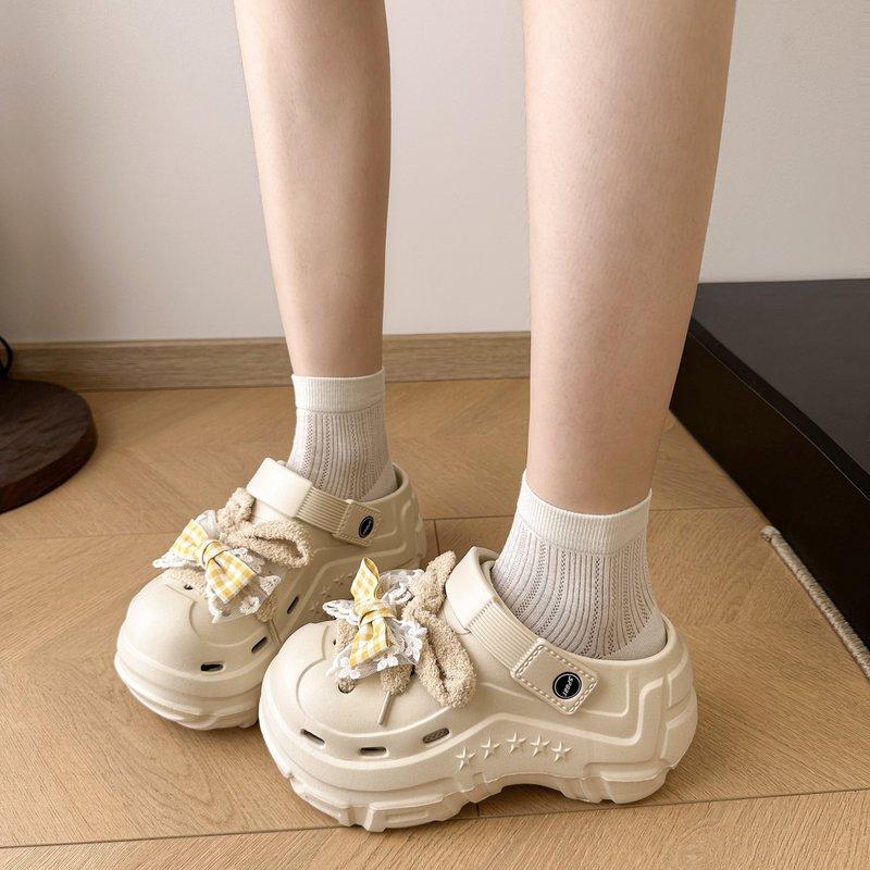 Fashion Butterfly-Knot Slippers Women Summer Cover Toe Slides Soft Butterfly-knot Sweet Butterfly-Knot Cover Toe Slippers Women Summer S
