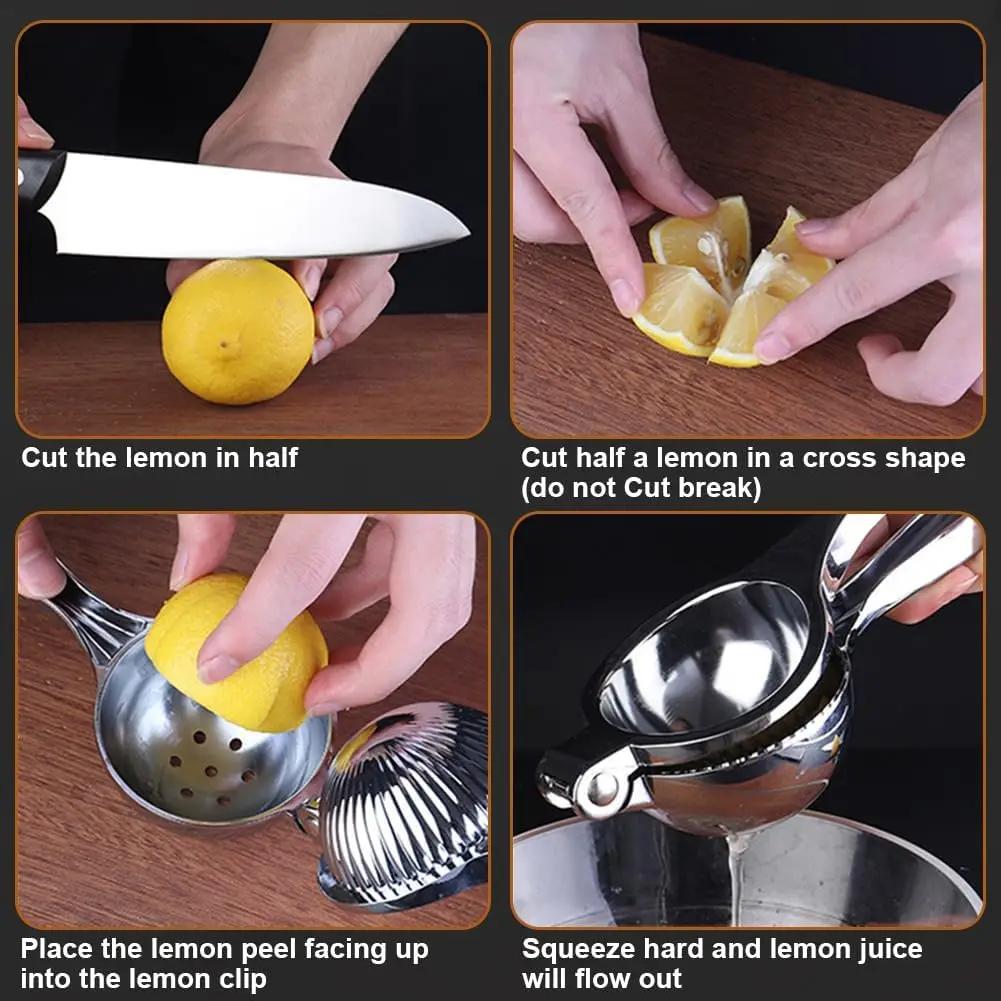 Manual Lemon Squeezer and Metal Citrus Juicer - Citrus Juicer and Lemon Juicer with Curved Handle Hand Press -Kitchen Handheld M