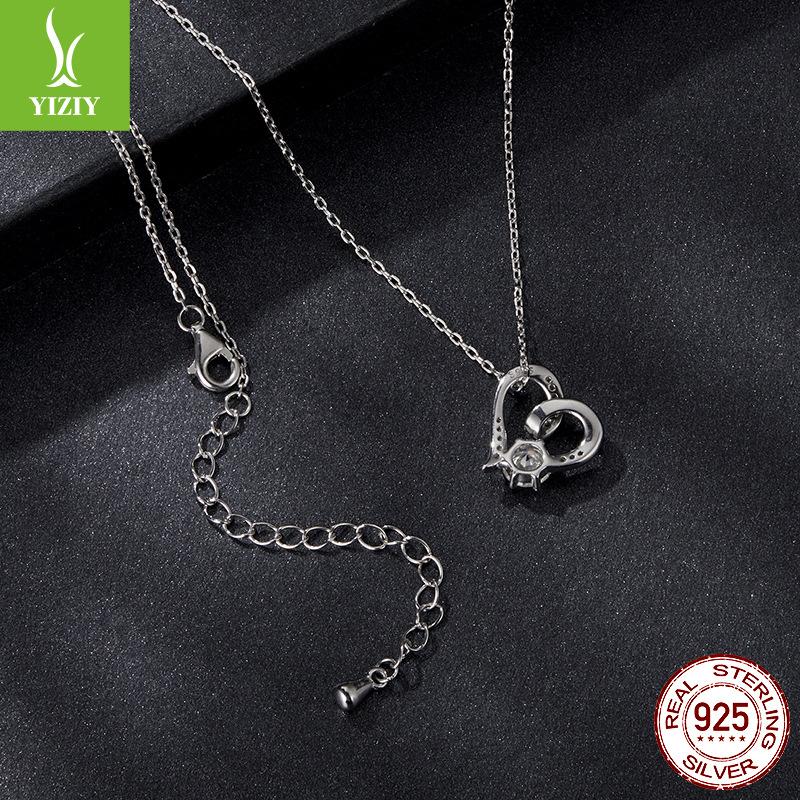 Love Eternal Mozambican Diamond Necklace Women'S Light Luxury Premium S925 Silver Heart Moissanite Clavicle Chain