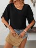 2025 Sommer Neue Damen Casual Schräg V-Ausschnitt Chiffon Puffärmel Elegante Bluse
