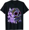 NEW LIMITED Purple Floral Black Sugar Skull Fun Gifts Tee T-Shirt S-5XL