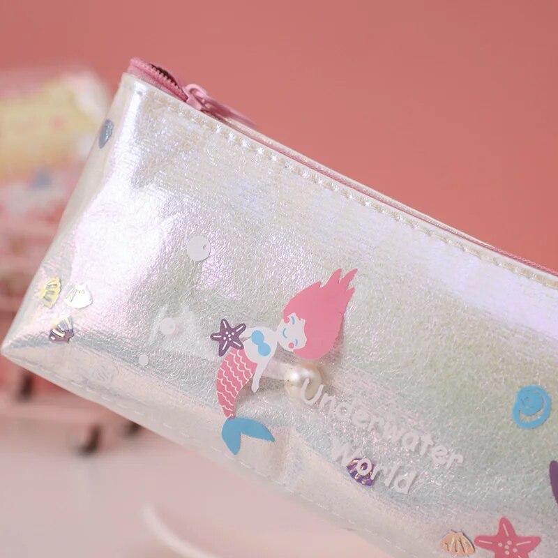1 Piece Cute Mermaid Pearl Pen Pencil Bag Stationary Receive Tools Makeup Pouch Cosmetics Case