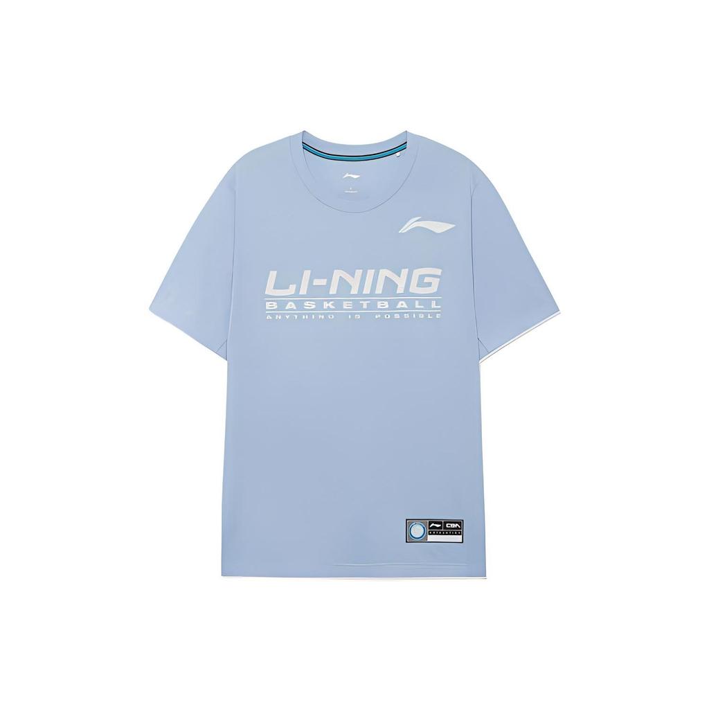 Li Ning Logo Letter Print Regular T-Shirt Men Tops Blue ATSR565-4