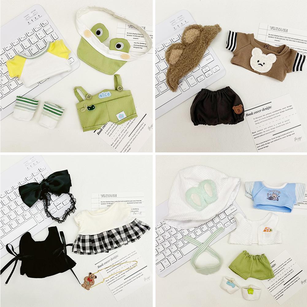 Para 20CM Algodão Boneca Macacão Desenho Animado Boneca de Pelúcia Substituição Roupa Brincando Acessórios Casa Mini Roupas