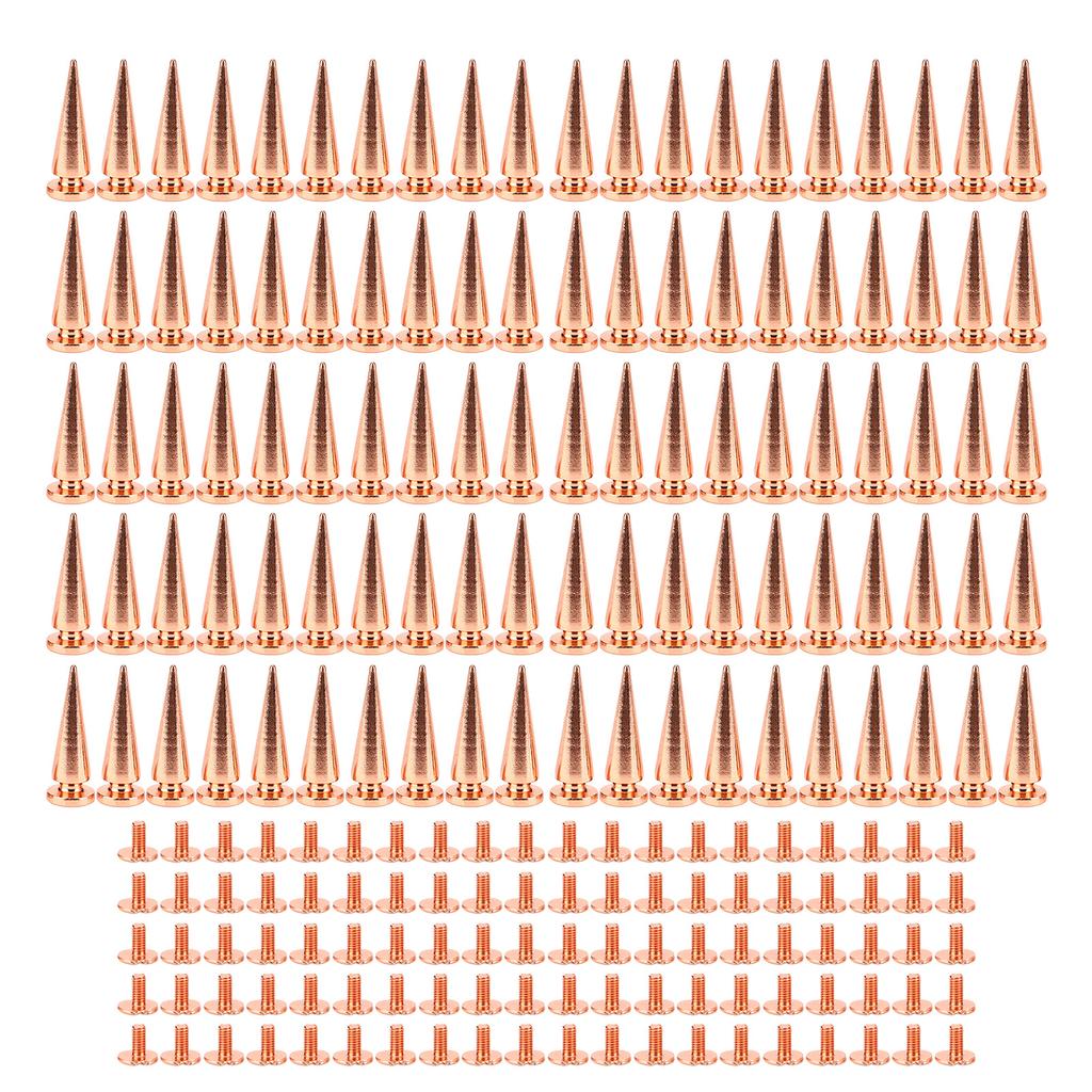 100 Sets Punk Cone Spikes Studs 10x26mm Rose Gold Punk Cone Spiked Screw Rivets DIY Punk Style