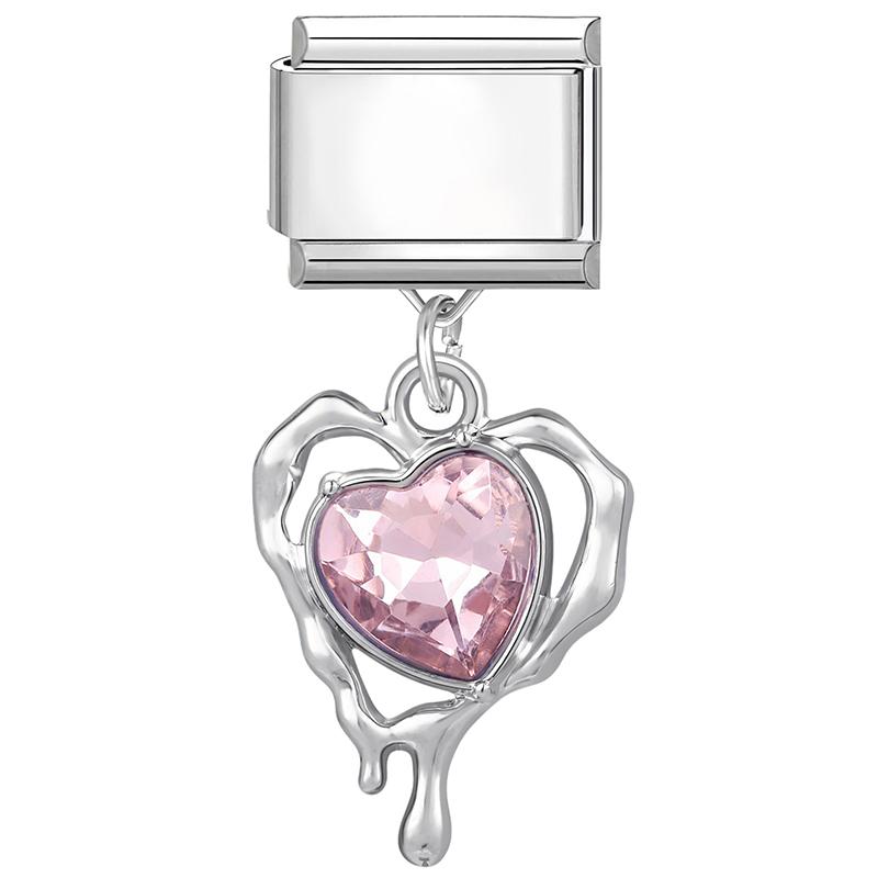 New Sweet Pink Zircon Heart Bows Cherry Moon Star DIY Making Bracelet Women Men Stainless Steel 9mm Italian Charm Links Fit