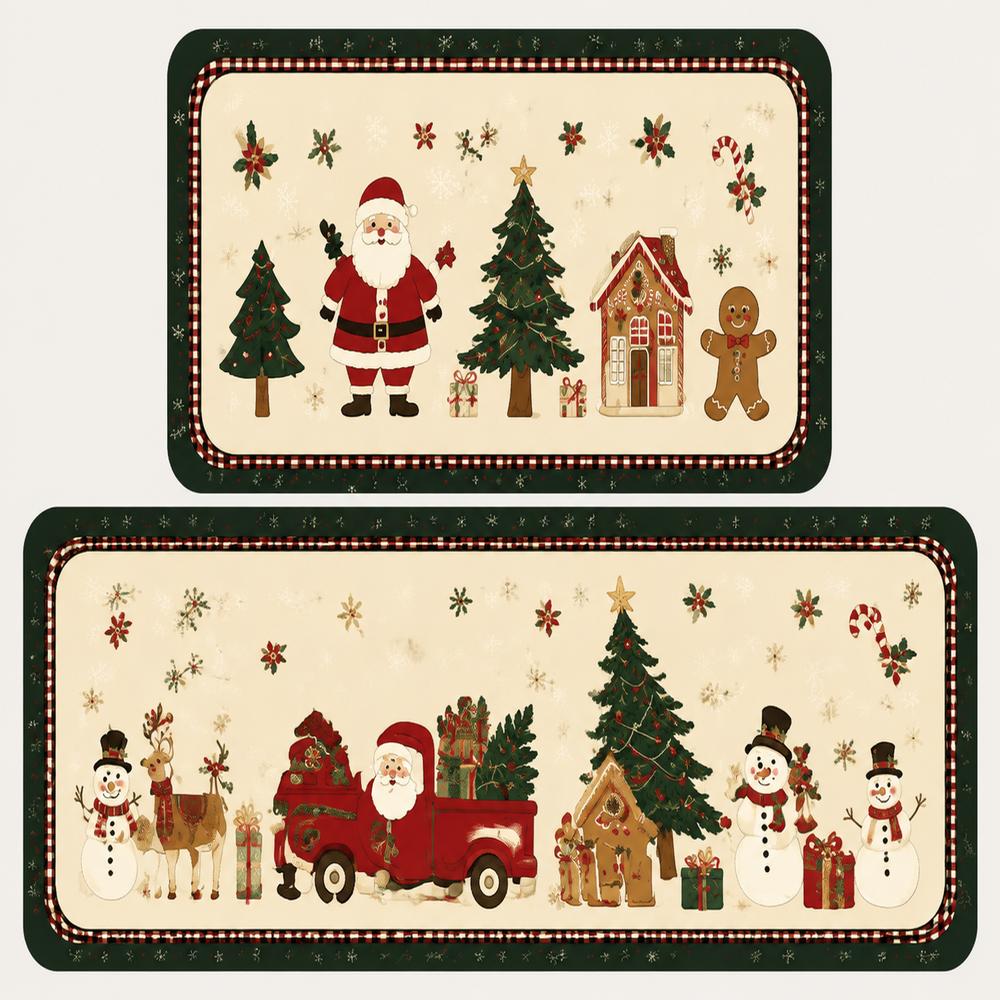 1pc/2pc Kitchen Rug Easy To Clean - Restaurant Corridor - Laundry Room - Entrance Floor Mats - Christmas Festival Decor