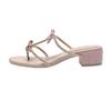 New Fairy Rhinestone Sandals Summer New Bow T-strap Toe High-heeled Sandals