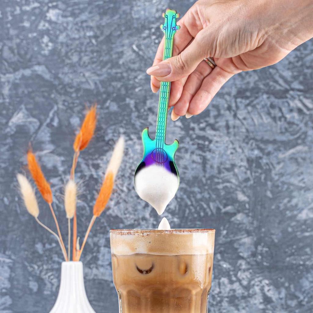 Creative Stainless Steel Guitar Shaped Coffee Spoons Teaspoon Stirring Spoon Dessert Tools for Coffee Tea Kitchen Accessories
