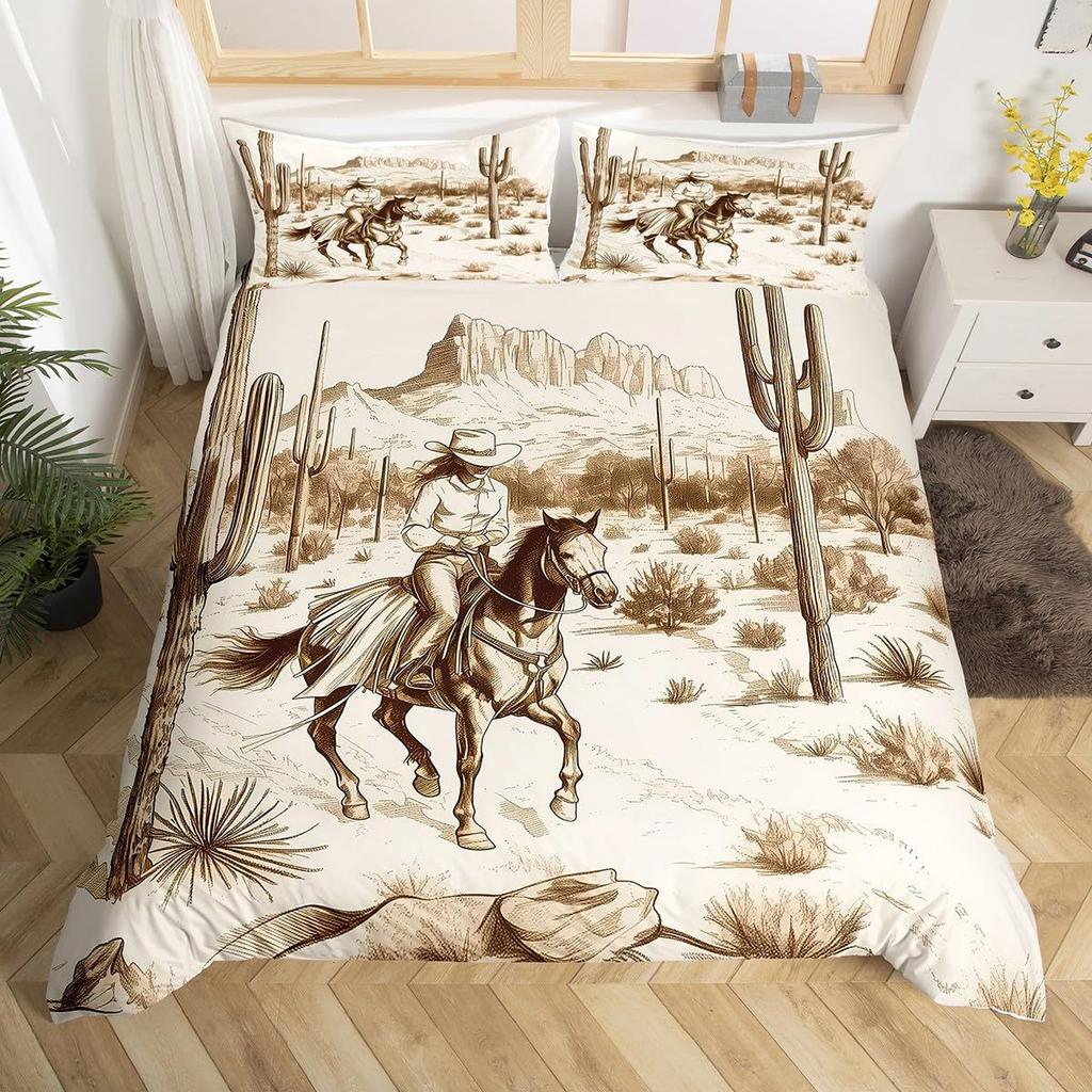 Western Farm Animal Leather Three-Piece Quilt Cover 3D Digital Printing Bedding Set
