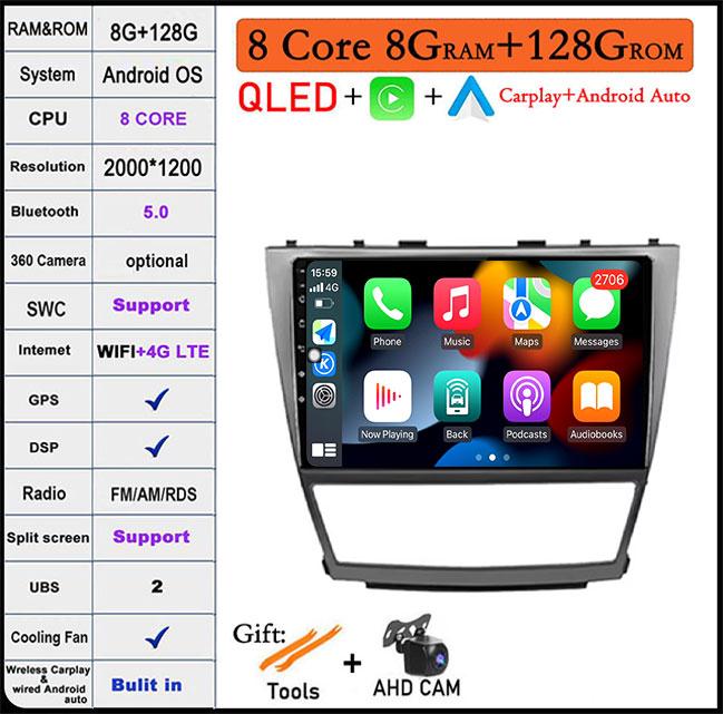DSP 10 Inch For Toyota Camry 40 2007-2011 IPS/QLED Screen Car Radio Android 14 Autoradio Multimedia Video Navigation GPS