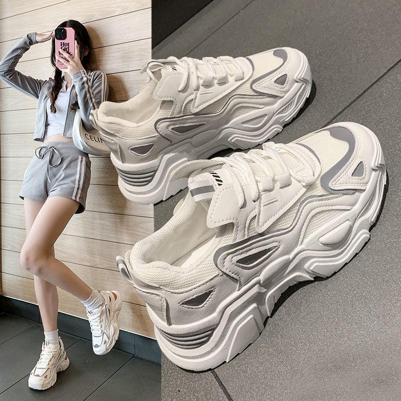 Women's Shoes Black Sneakers Spring Breathable Soft-soled Non-slip Shoes Mesh Dad Shoes Casual Shoes