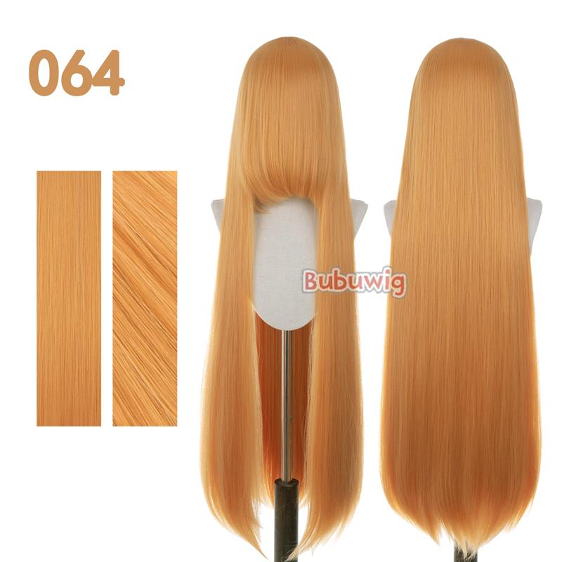 Bubuwig Synthetic Hair 100cm Long Straight Pure Color Cosplay Wigs Over 100 Colors Black White Red Blue Brown Wig Heat Resistant