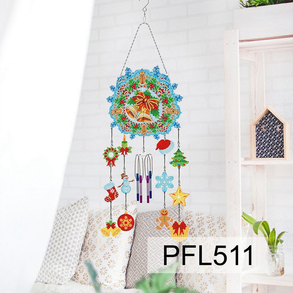 DIY Rhinestone Painting Wind Chime Kit Handmade Hanging Ornament Dreamcatcher 3D Decorative Wall Art for Home