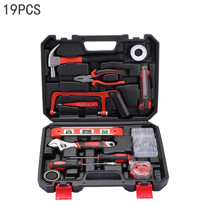 19/43/120 Piece Hand Tool Kit Set with Toolbox MultiFunctional Household DIY Tool Set with Screwdriver Hammer Wrench Pliers Tape
