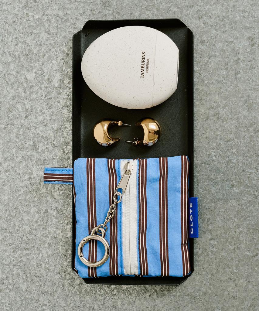 Clote Keyring Pouch - Striped Dark Blue