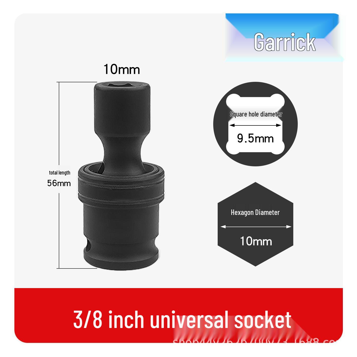 

3/8 Electric Wrench with Universal Pneumatic Hex Socket - Sizes: 8, 10, 14, 17, 19 mm Nut Cap