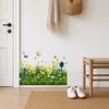 Self-Adhesive Wall Stickers, Green Grass Wall Corner Stickers, Flowers Butterflies Baseboard Skirting Line Wall Decals for Bedroom Living Room