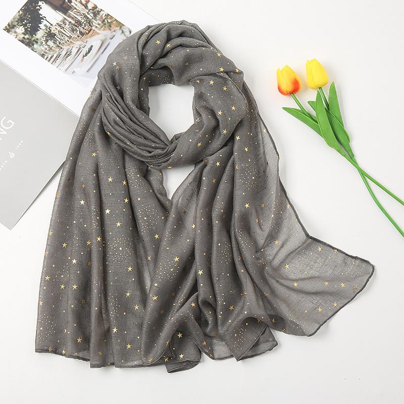 Newest Glitter Cotton Scarf Ramadan Women Muslim Fashion Hijab Golden Stars Women'S Scarves Foulard Femme Musulman Bandana