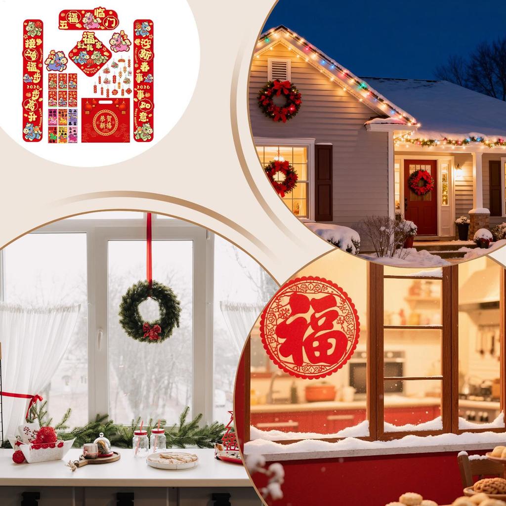 Frühlingsfest-Couplets 2026 Kulturelles Dekorationsbanner Neujahrsfeier Dekorationen für Freunde Studenten Erwachsene Männer