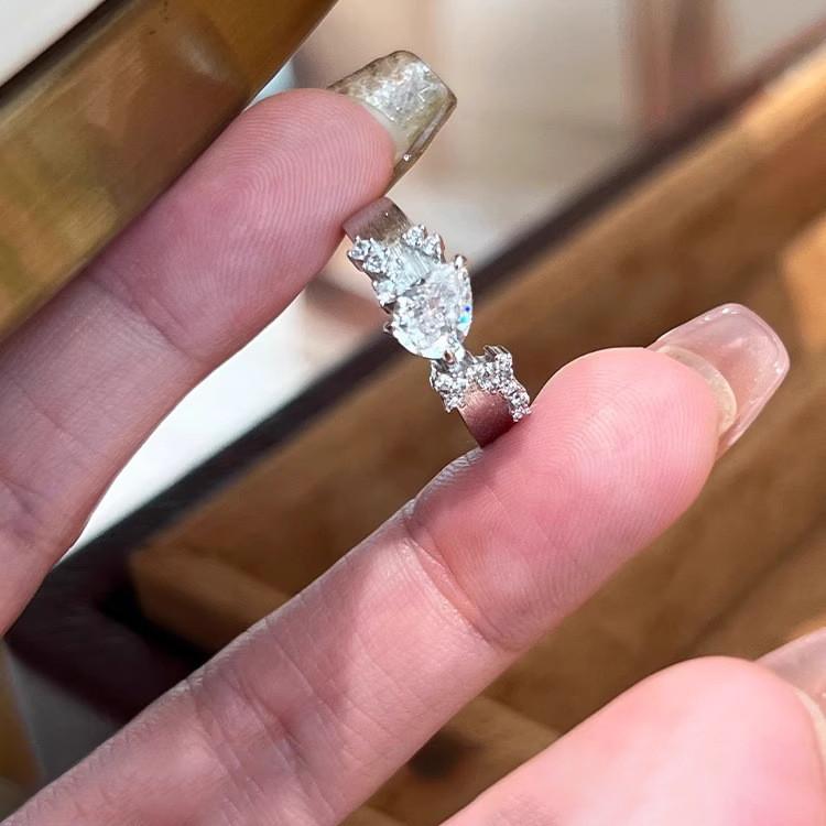 Adorable Korean Fashion Adjustable Copper Ring With Sparkling Starry Zircon Stones For Women