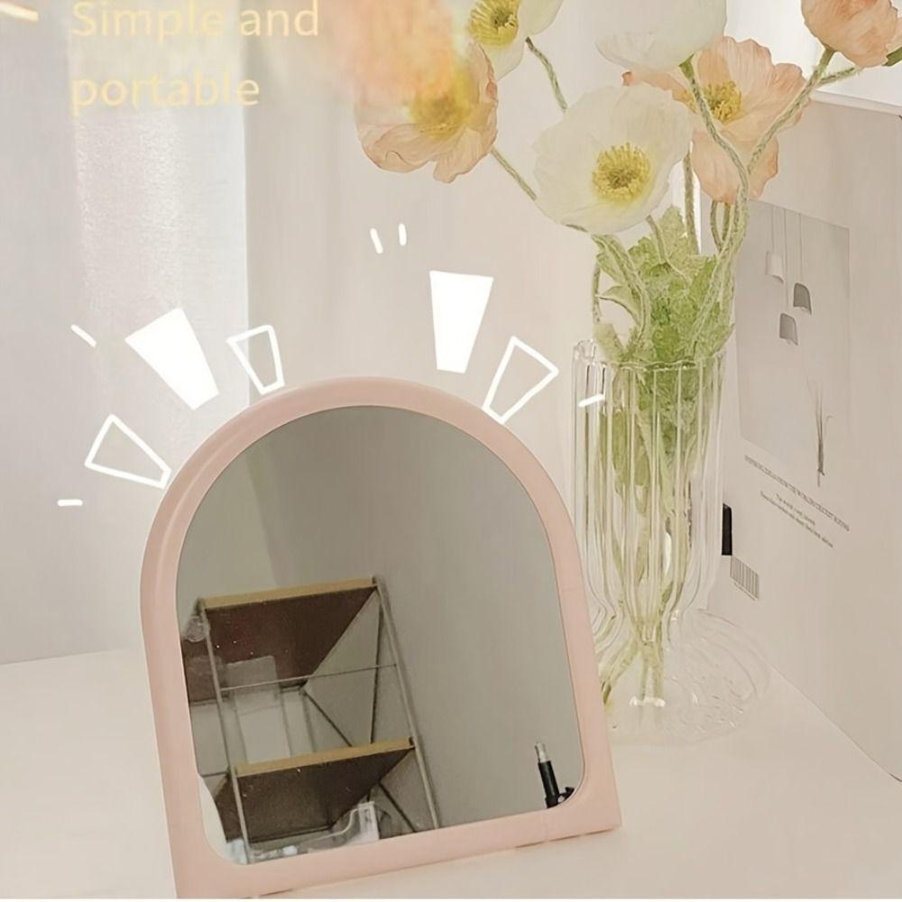 Foldable Makeup Mirror Arch Shaped Desktop Stand Mirror Portable Dressing Mirror  Home Use