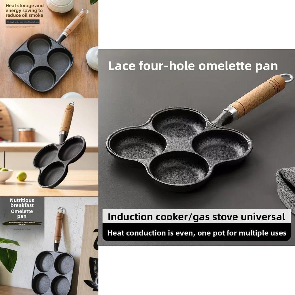 Cast Iron Hole Egg Pan Nonstick Breakfast Cooking Tool For Home Use