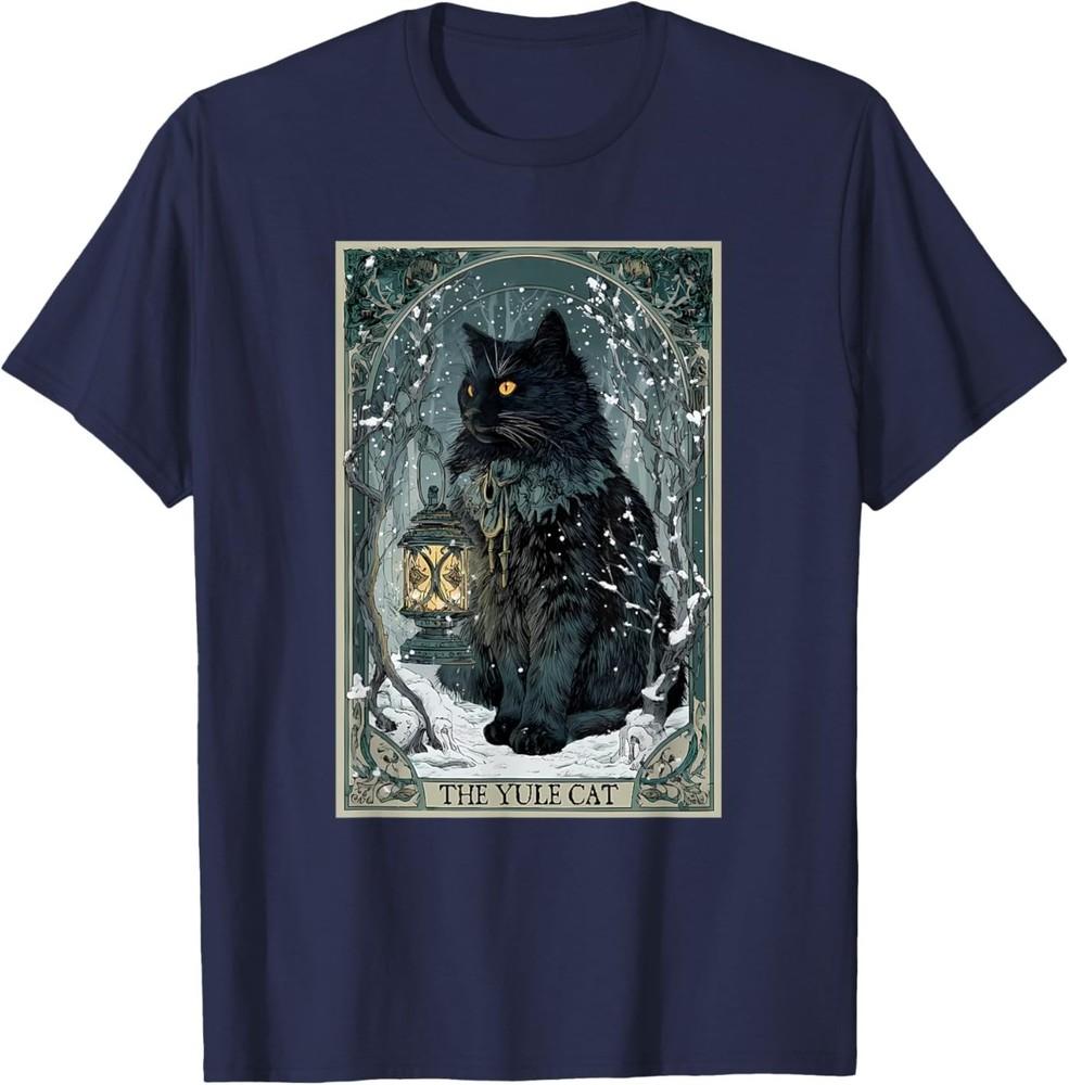

Creepmas Vintage The Yule Cat Tarot Card Dark Christmas T-Shirt 3XL