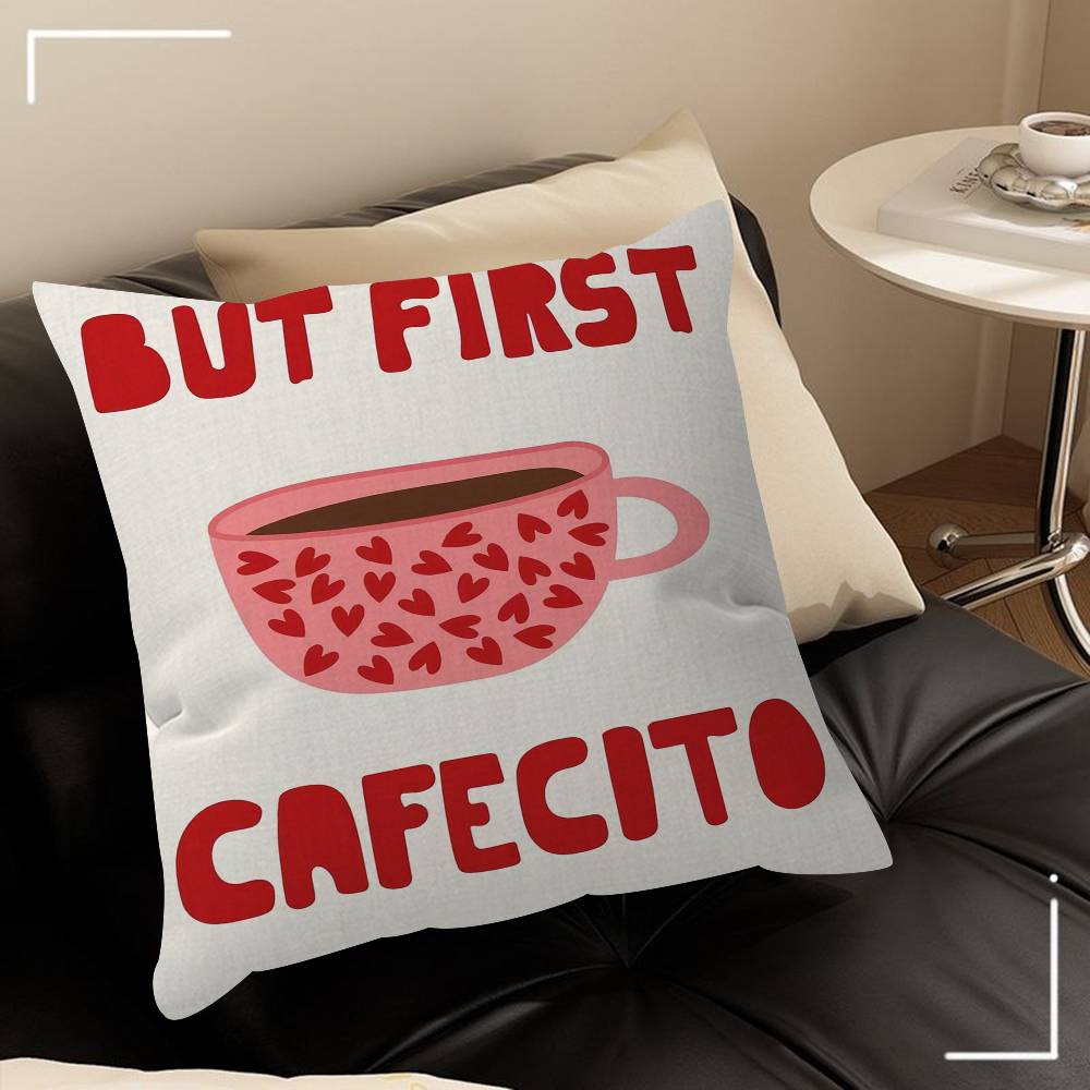 But First Cafecito Quotation Stitch Lucky Dragon Pillow Cover Sofa Cushion Cover Home Room Decoration Children Gift 30x30 cm