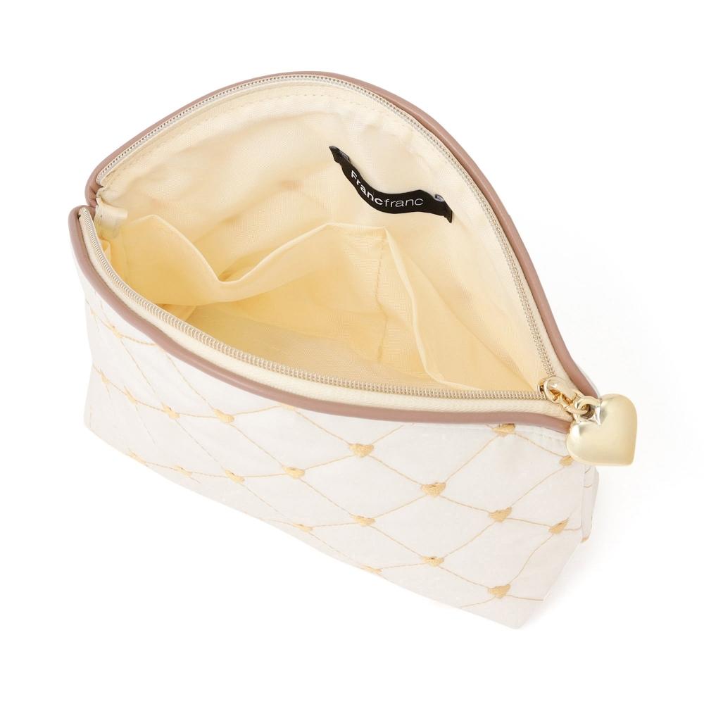 Franc Franc Japan Herzstich Satinbeutel L Elfenbein