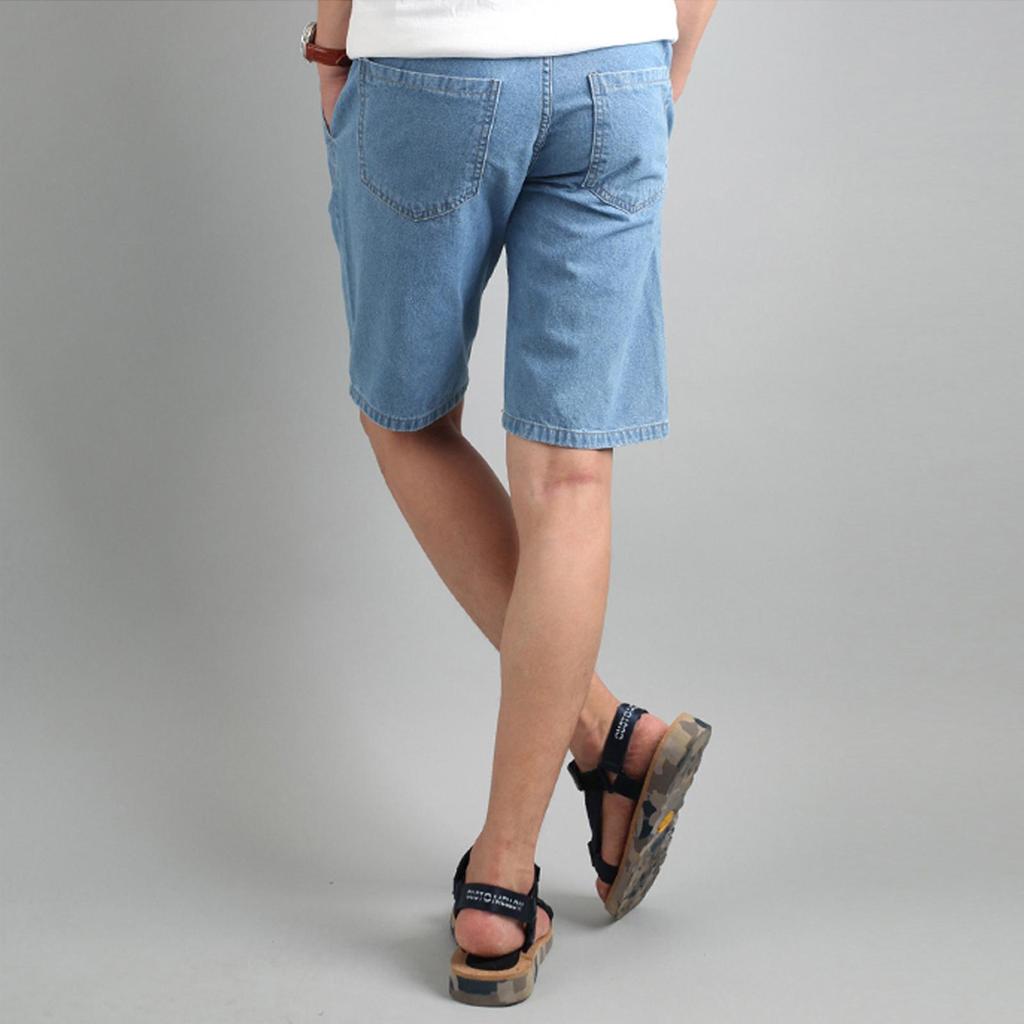 Shorts for Men Jeans Waist Strap Light Blue Korea Fashion