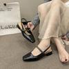 Coarse heel medium heel square head back empty bag head sandals women's new spring and summer fairy versatile Mary Jane single shoes