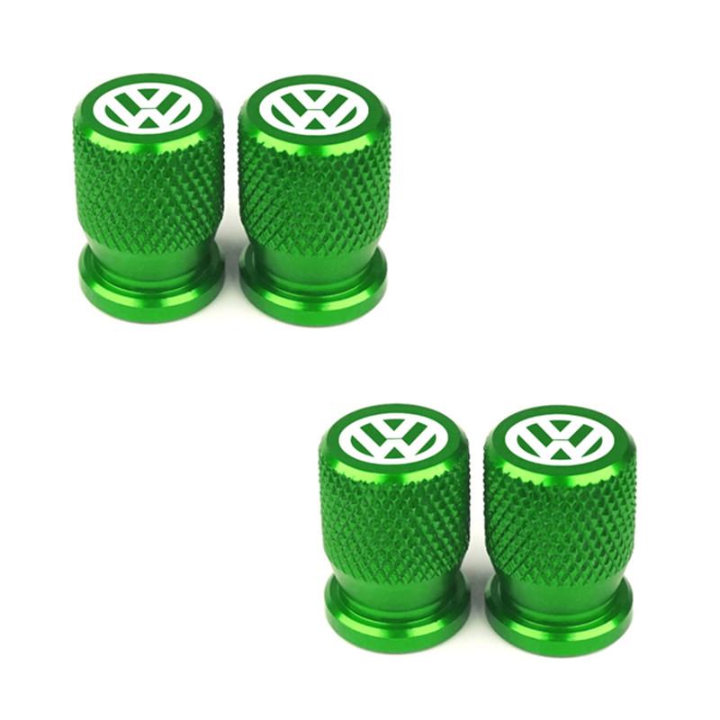 

Для VOLKSWAGEN 4 шт. Ковпачки клапанів шин коліс автомобіля Алюмінієві герметичні кришки Логотип-емблема для VW Volkswagen Golf Polo Passat Tiguan До зелений