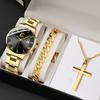 Watch 3-Piece Set Watch Men'S Watch Steel Belt Watch Quartz Watch Fashion Sports Watch