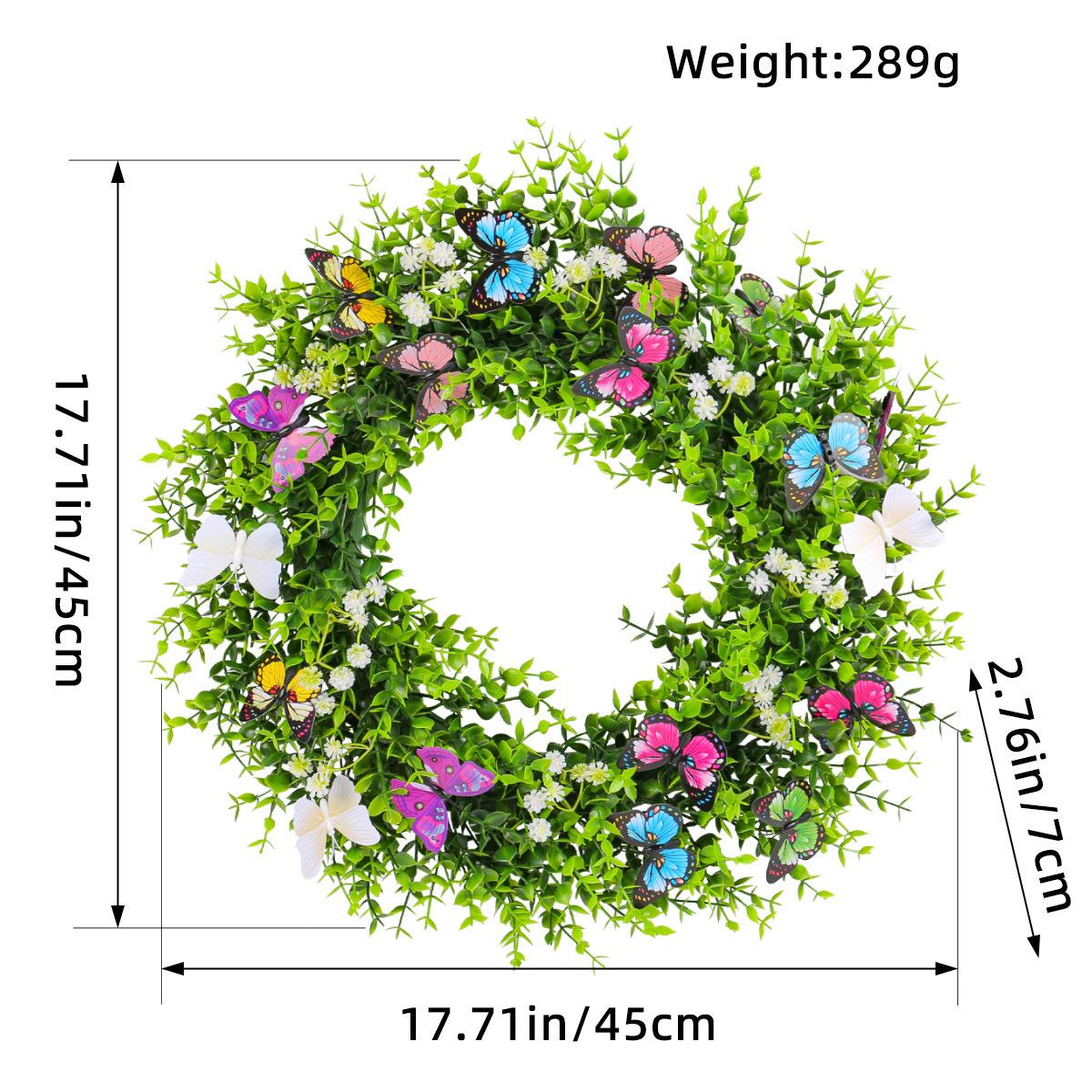 

Simulation Butterfly Green Leaf Wreath Spring Bee Festival Decoration Hotel Restaurant Door Wall Pendant V3-22 artificial butterfly green leaf wreath