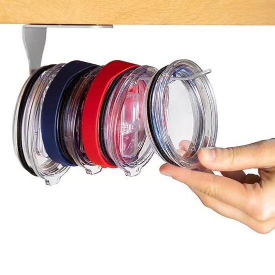 

Органайзер для крышки стакана. Горизонтальный самоклеящийся компактный кронштейн для крепления под шкафом. Органайзер для кухонных шкафов и столешниц без беспорядка. Крышка для чашки.