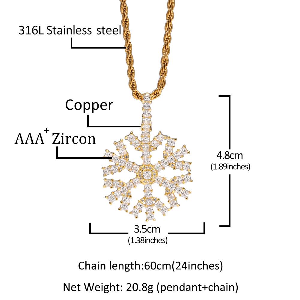 European & American Christmas Snowflake Zircon Pendant Necklace